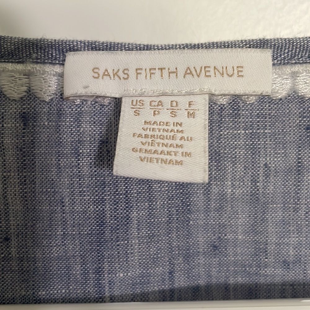 Saks Fifth Avenue Embroidered Linen Tunic - Picture 3 of 5